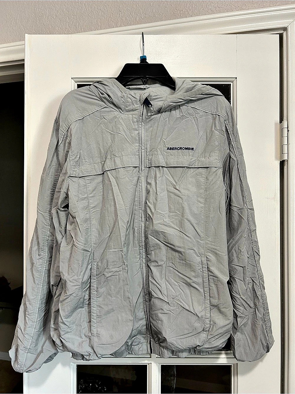 Abercrombie Kids Hooded Packable Jacket Gray Boys 15/16 Windbreaker